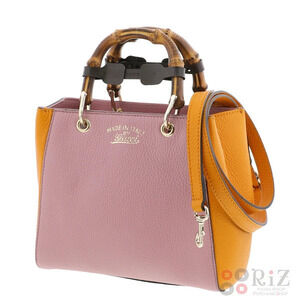 Gucci Handle Pink Leather Bamboo Top Handbag Bag